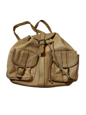 Cut N Paste Leather Backpack Tan Cargo Pocket Slouchy Distressed Boho flaw
